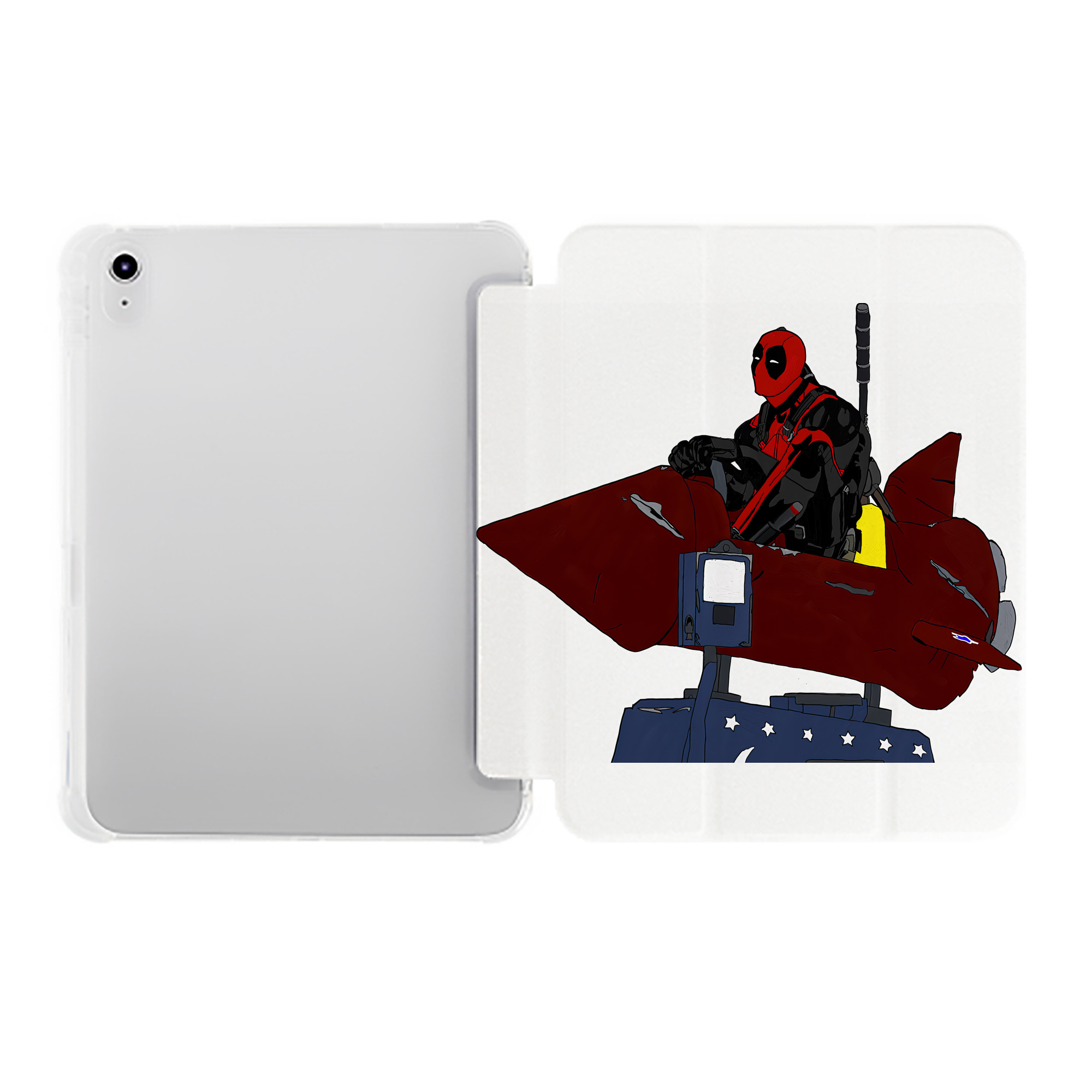 （画像用） Deadpool デッドプール IPad ケース ペン収納付き 三つ折りスタンド PUレザー×シリコン 対応機種9.5/10.5/10.9インチ